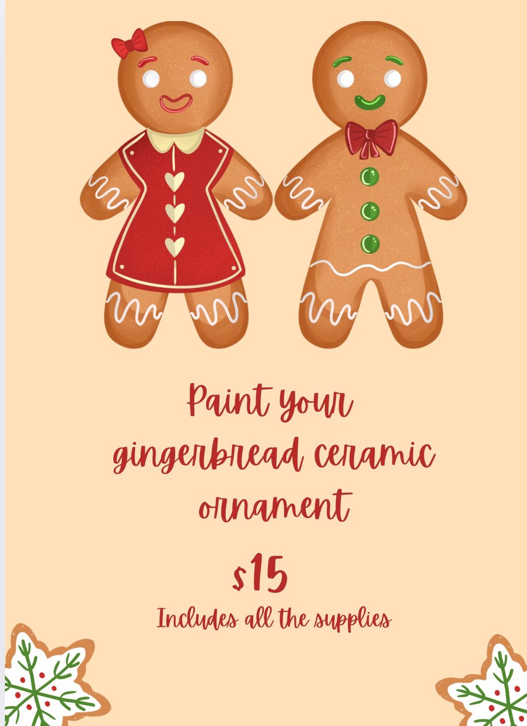 Paint your own ceramic gingerbread ornament