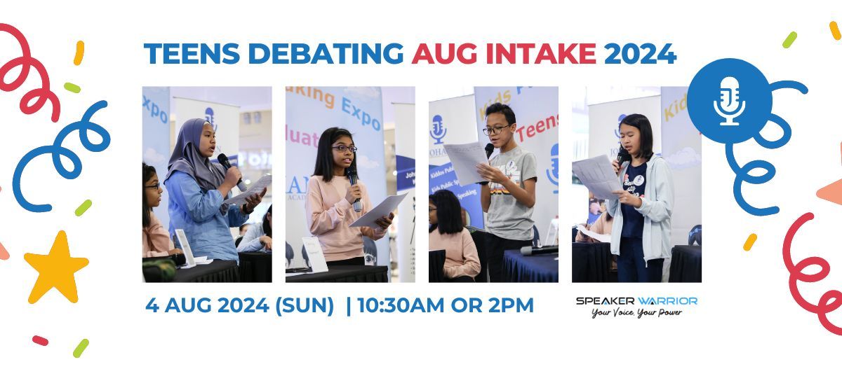 Teens Debating August Intake 2024 - Sun 10:30am or 2:00pm