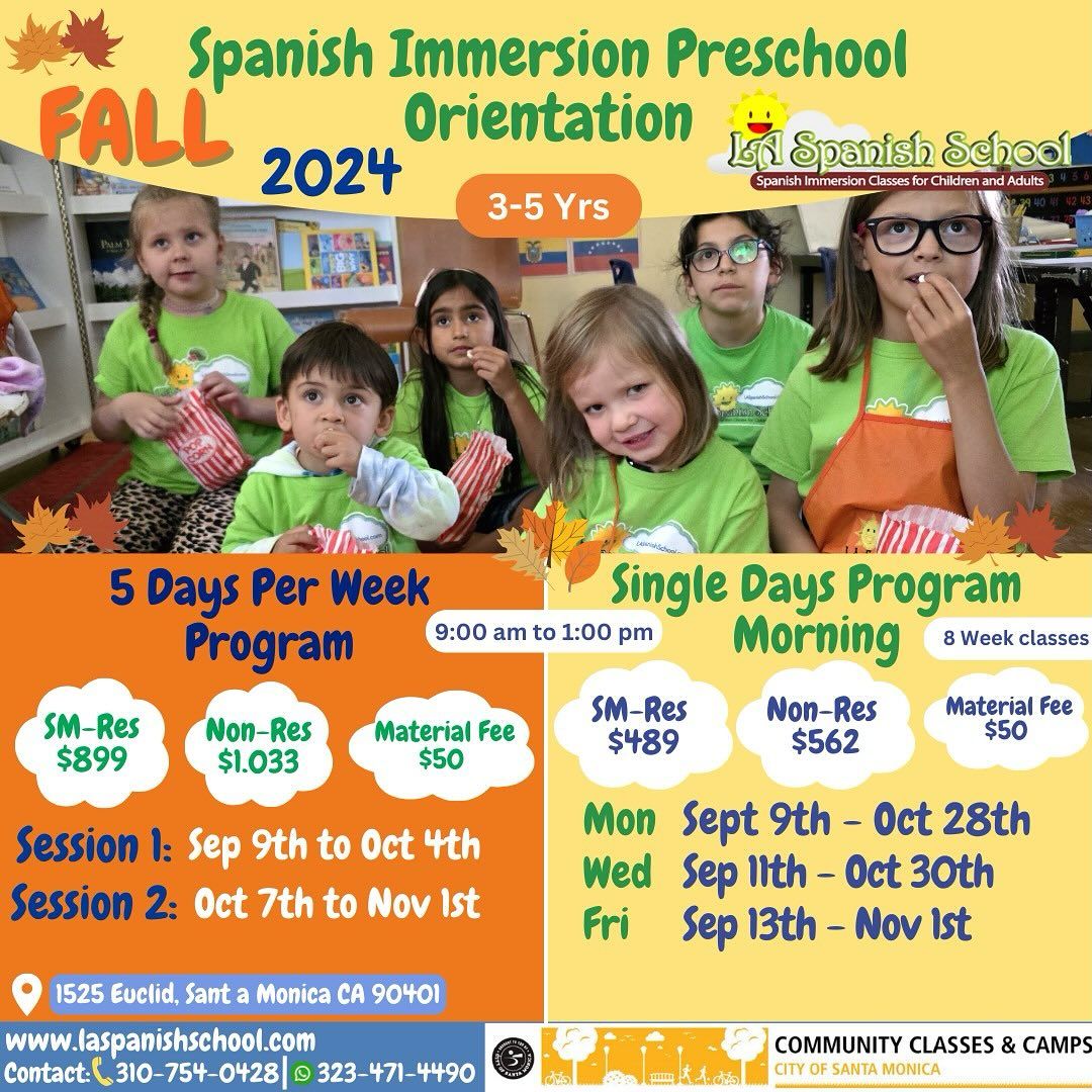 Spanish Immersion Preschool Orientation (Single Days)