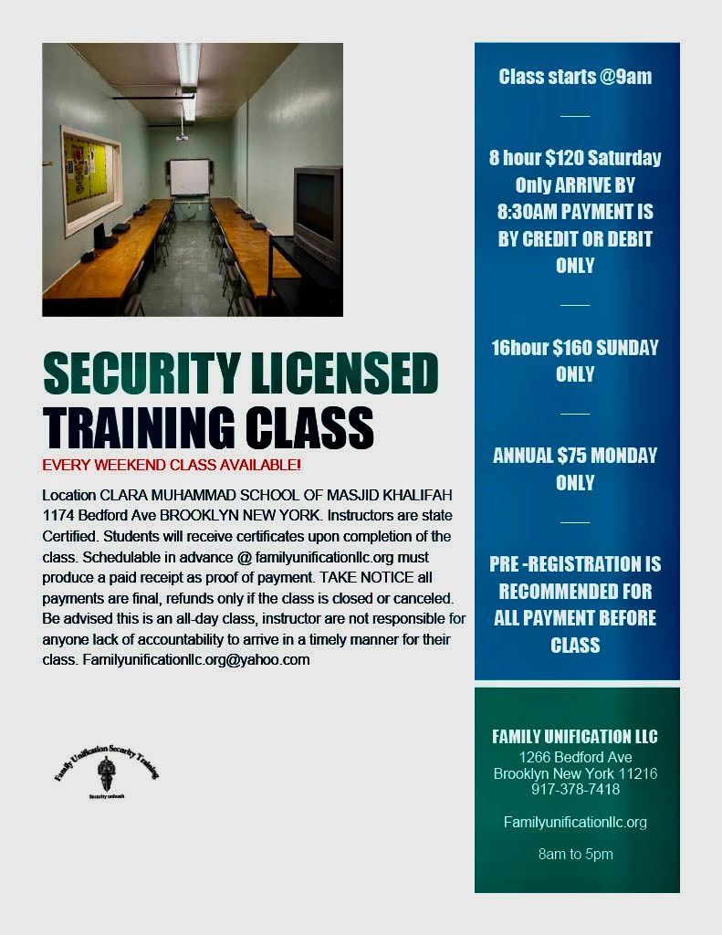 SECURITY LICENSED TRAINING CLASS