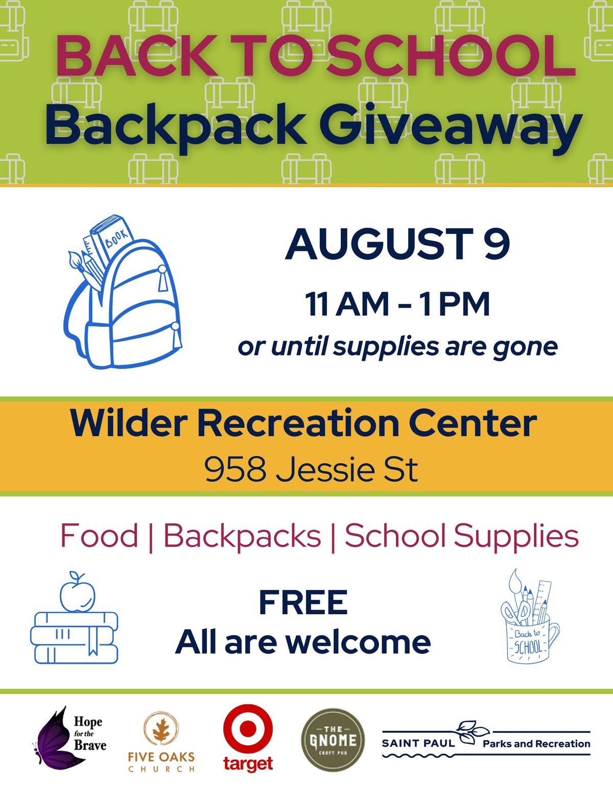 Back-to-School Backpack Giveaway (Wilder Rec Center)