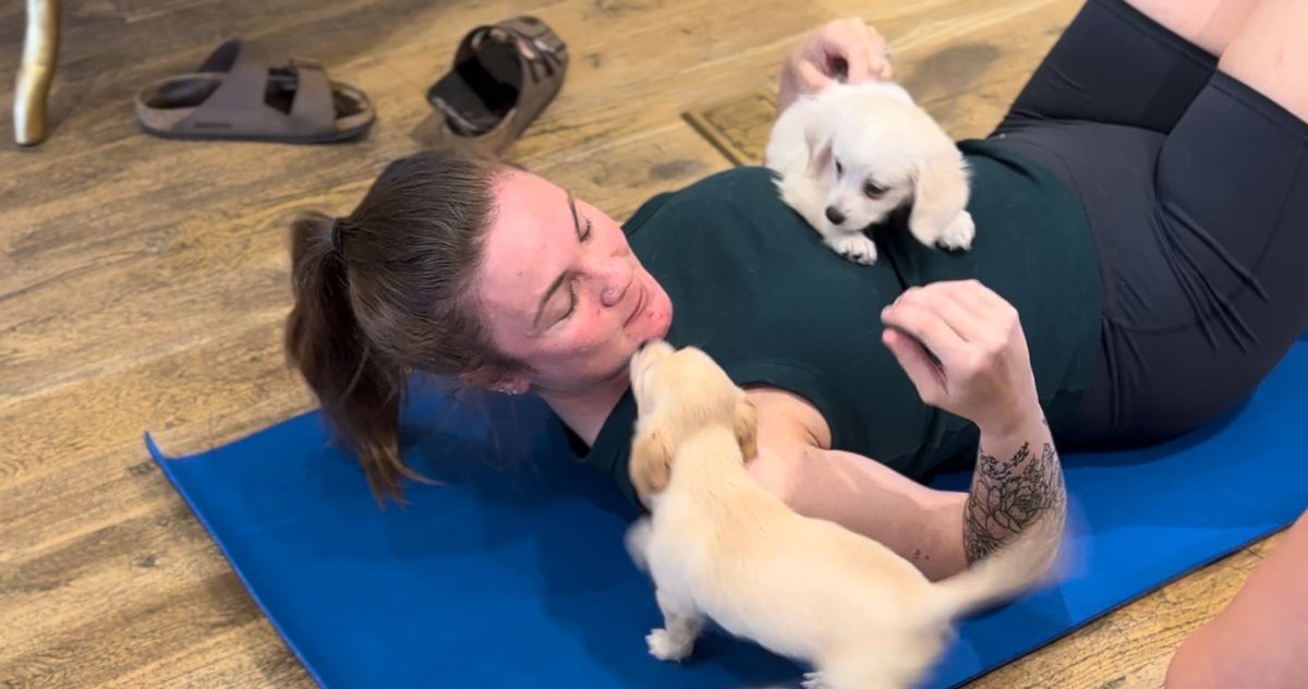 Puppy Yoga at Kendra Scott Benefitting Happy Hearts Dog Rescue