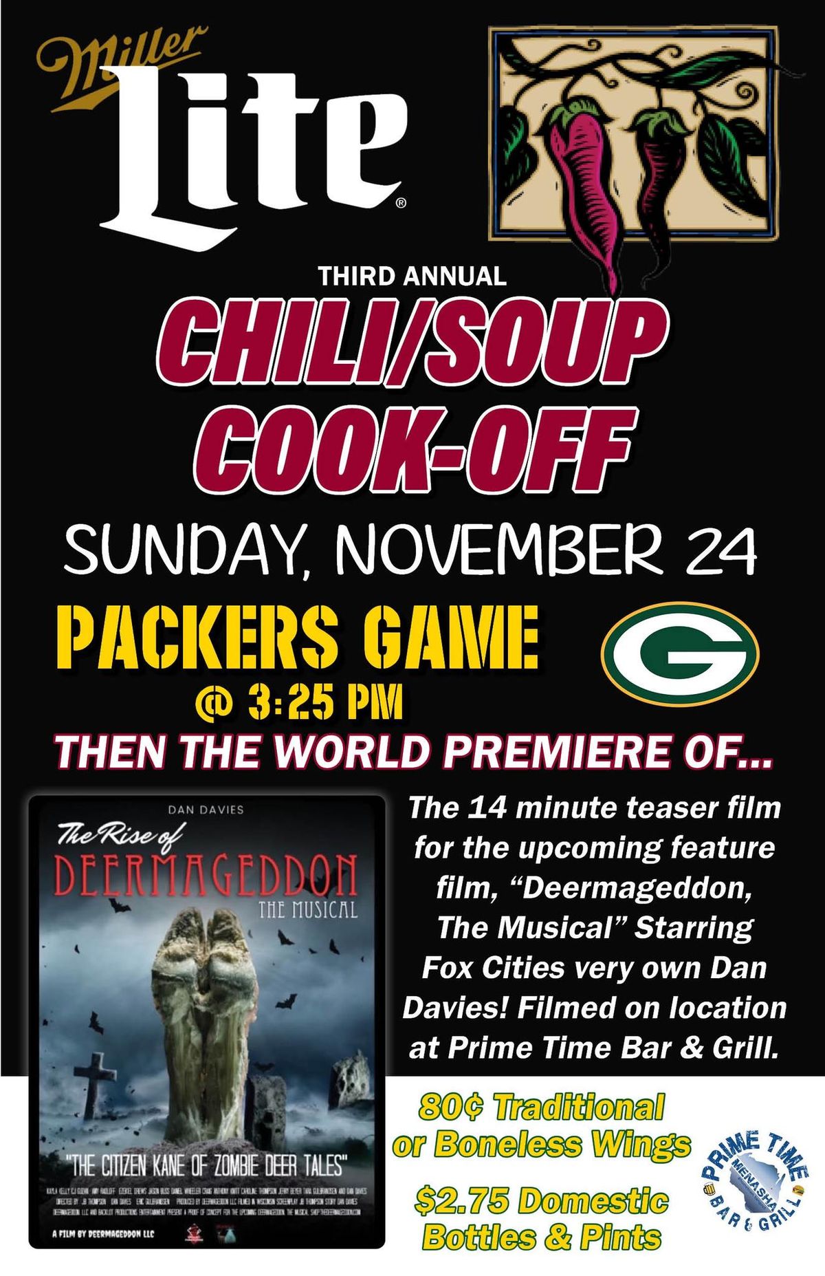 Packer Chili and Soup Cookoff and \u201cDeermageddon the Musical \u201c teaser premiere filmed at Prime Time