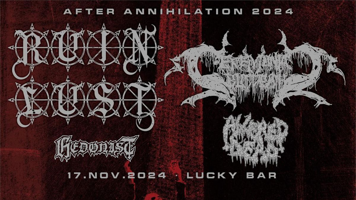 RUIN LUST \/\/ CEREMONIAL BLOODBATH \/\/ ALTERED DEAD \/\/ HEDONIST. Nov 17 at Lucky Bar (VICTORIA)