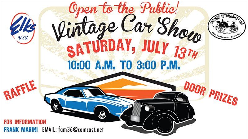 Public Vintage Car Show at the ELks!