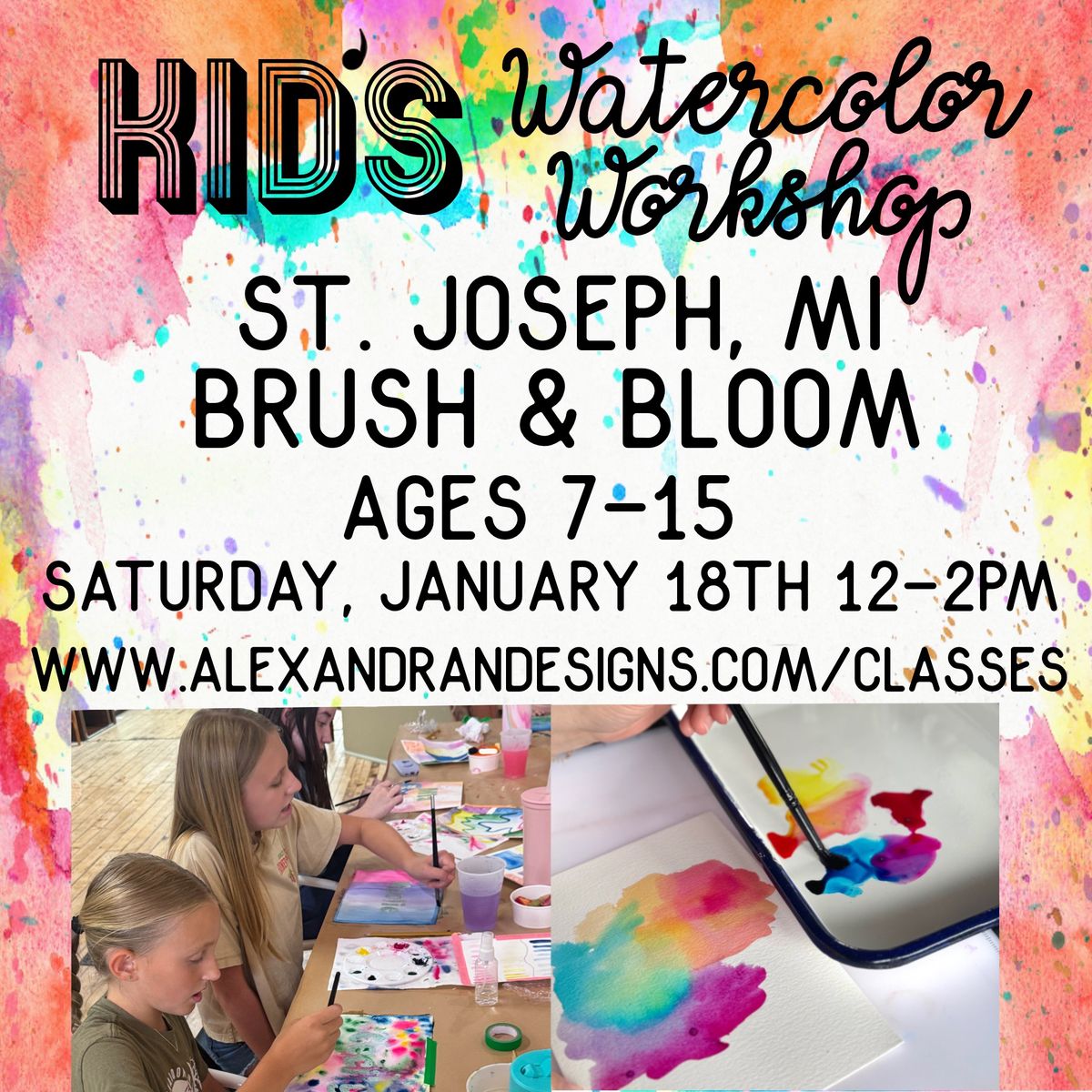 Kid\u2019s Watercolor Workshop at Brush & Bloom