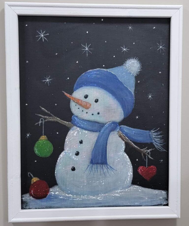 Winter Snowman Screen Painting with Stephanie