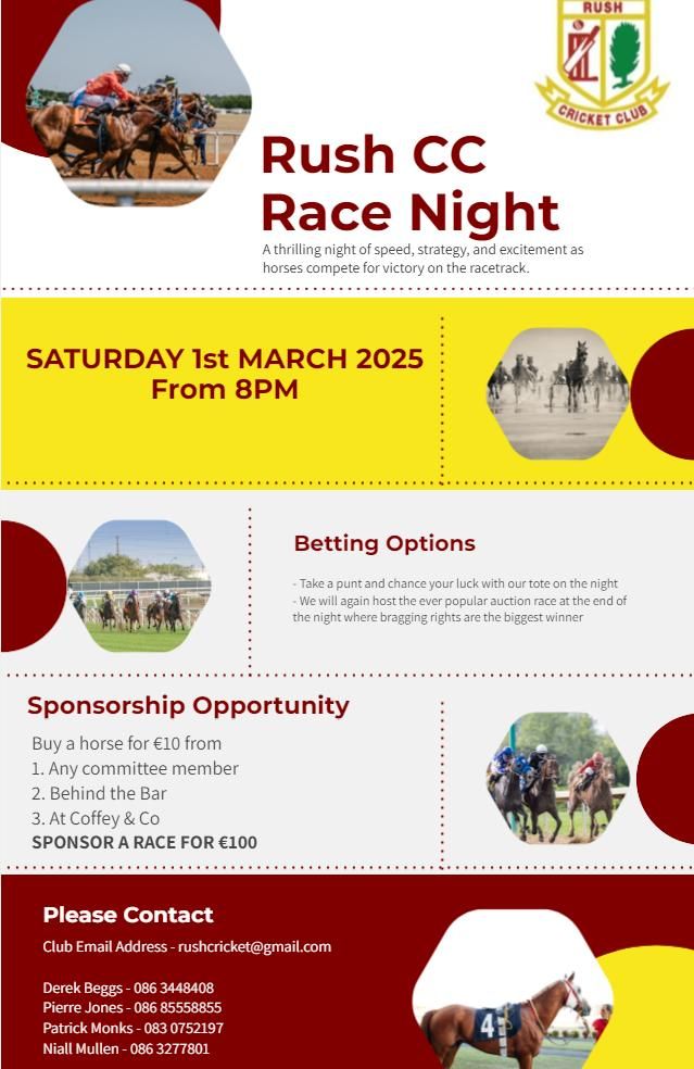 Rush Cricket Club Race Night