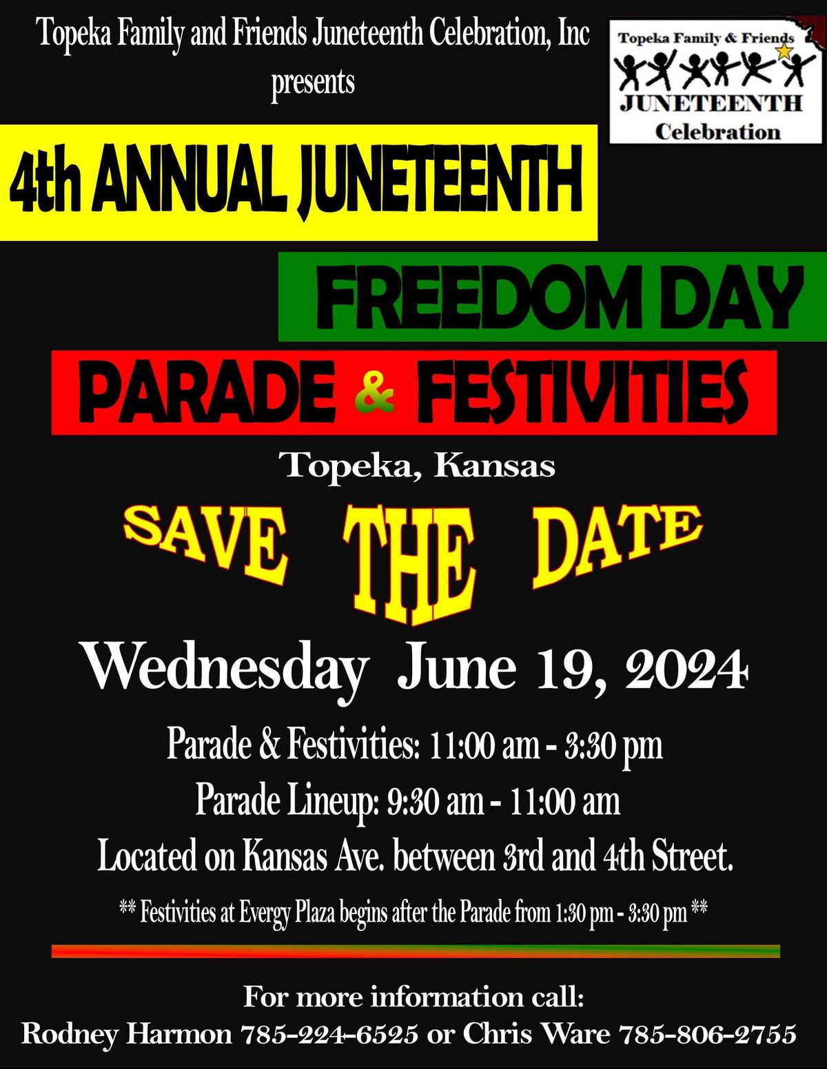Topeka Family and Friends Celebration 4th Annual Juneteenth Freedom Day Parade and Festivities