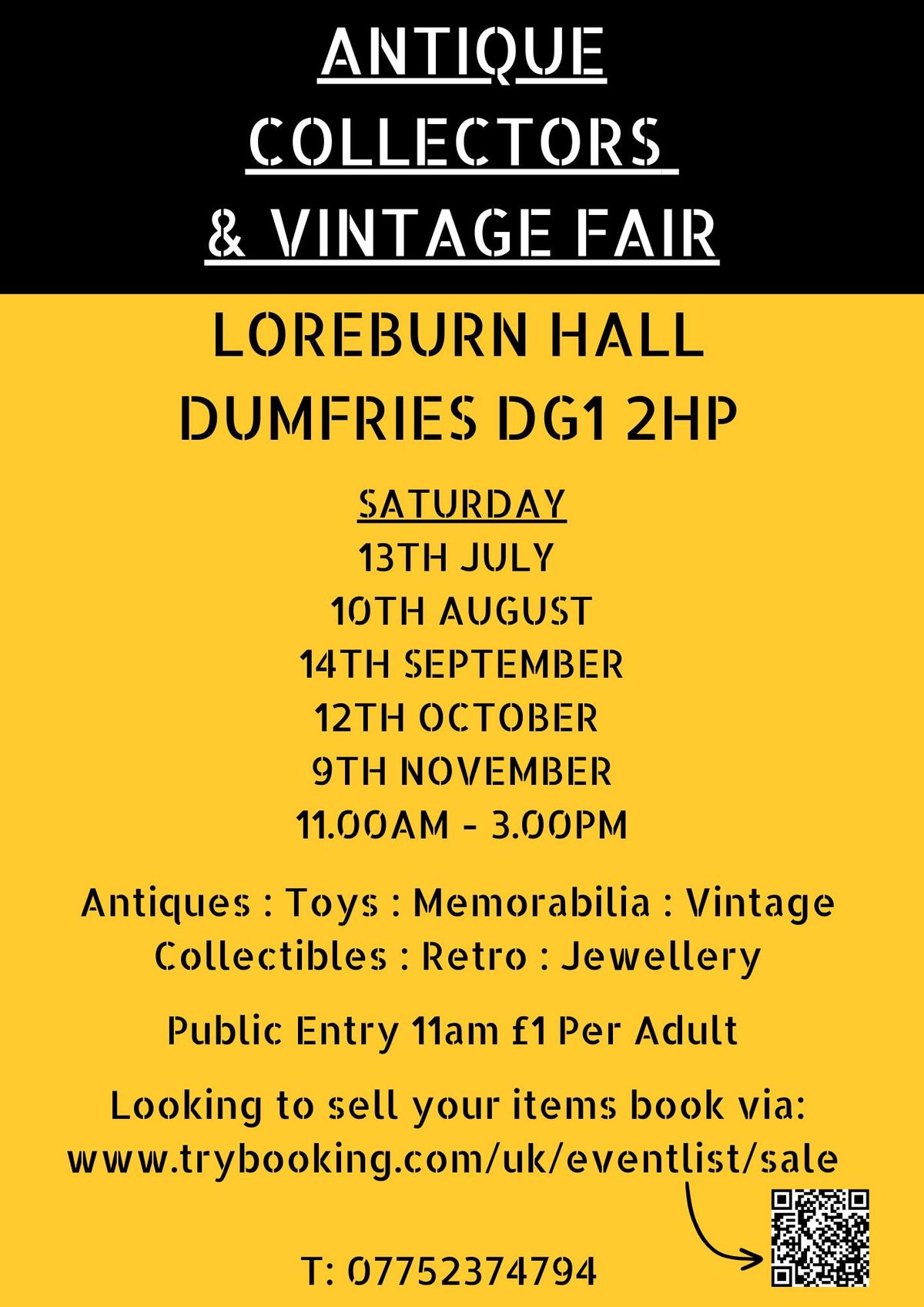 Dumfries Antique, Collectors & Vintage Fair at The Loreburn Hall, Dumfries DG1 2HP 13\/07\/2024