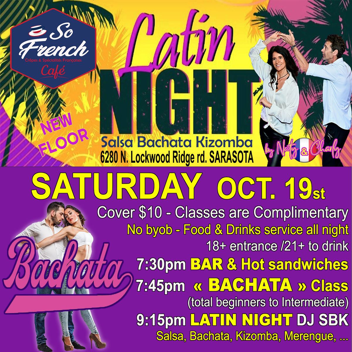 \ud83d\udd25\ud83d\udc83\ud83d\udd7aLatin Night + complimentary BACHATA Classes!