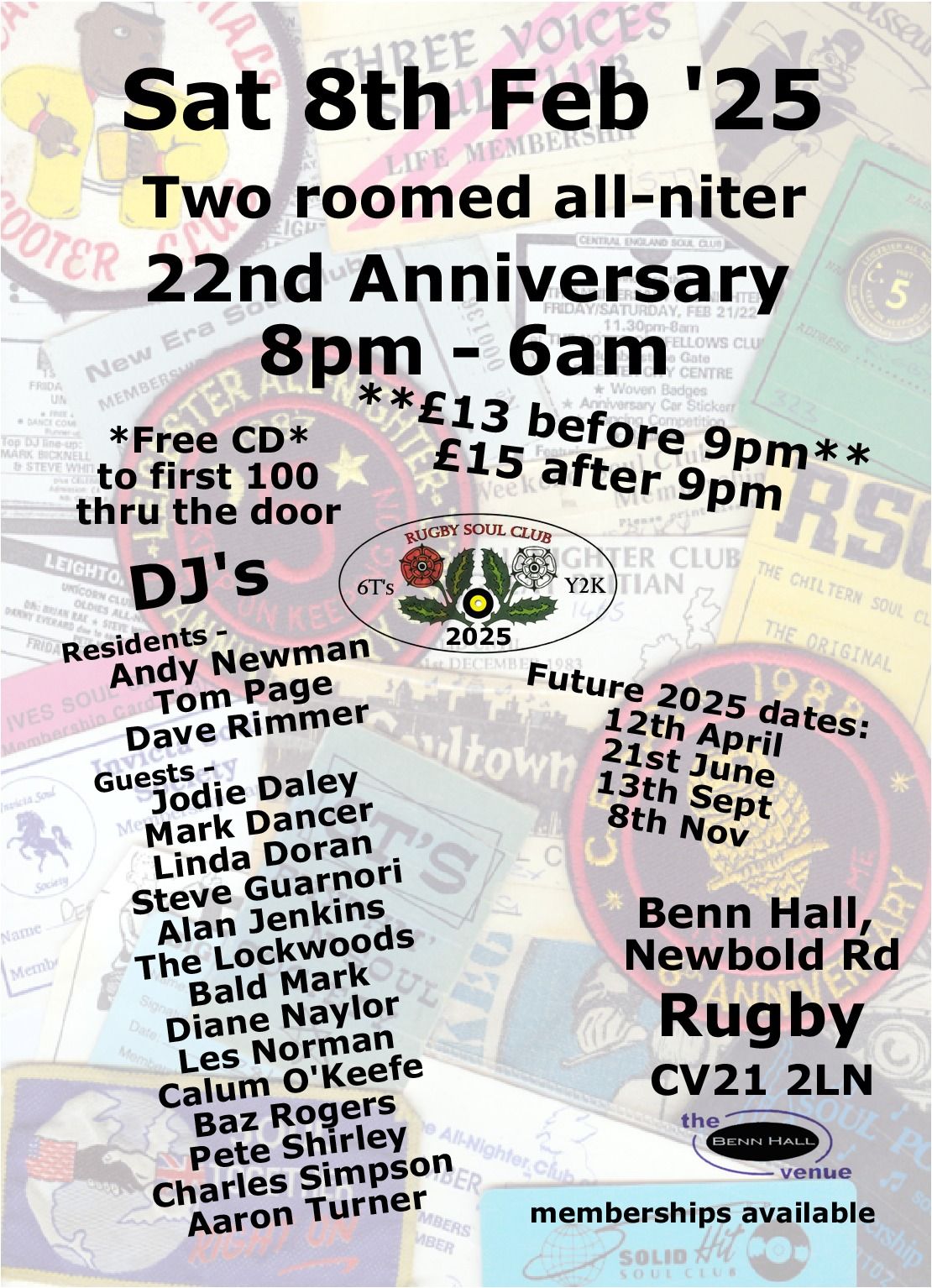 Rugby Allniter - Sat 8th Feb '25 - 22nd Anniversary