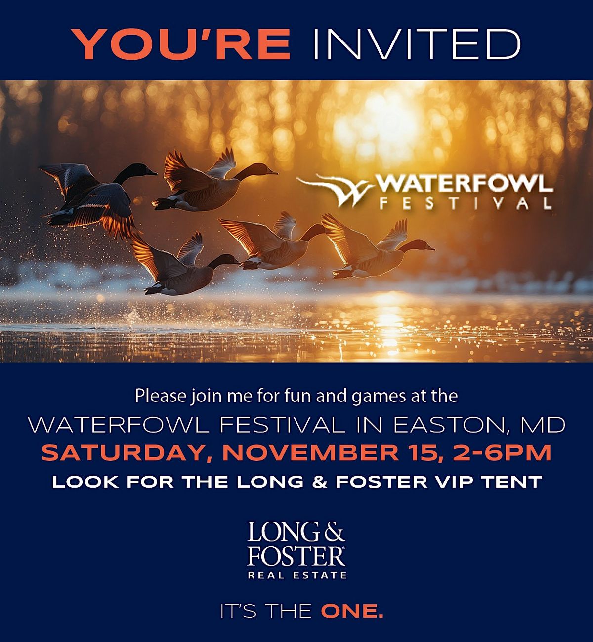 Long & Foster Tent Event at the Waterfowl Festival - Nov 15th, 2-6 pm