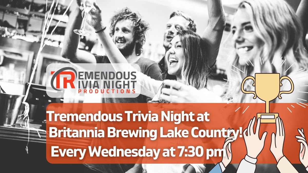 Wednesday Night Trivia at Britannia Brewing Lake Country!