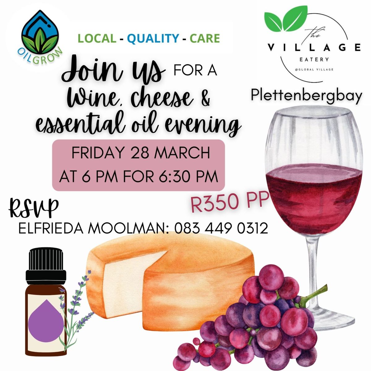 Essential Oils, Wine and Cheese 28 March 2025