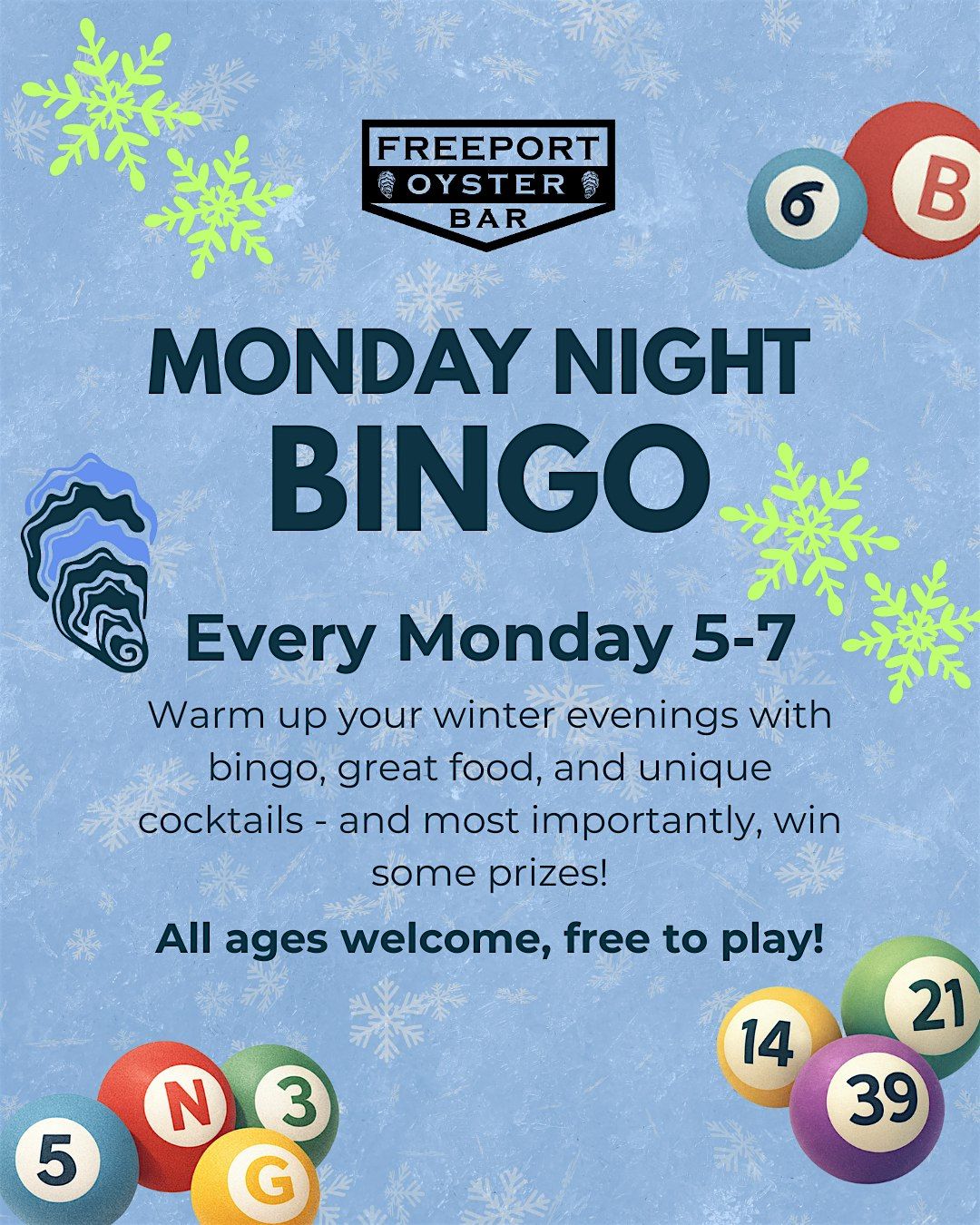 Monday Night Bingo at Freeport Oyster Bar
