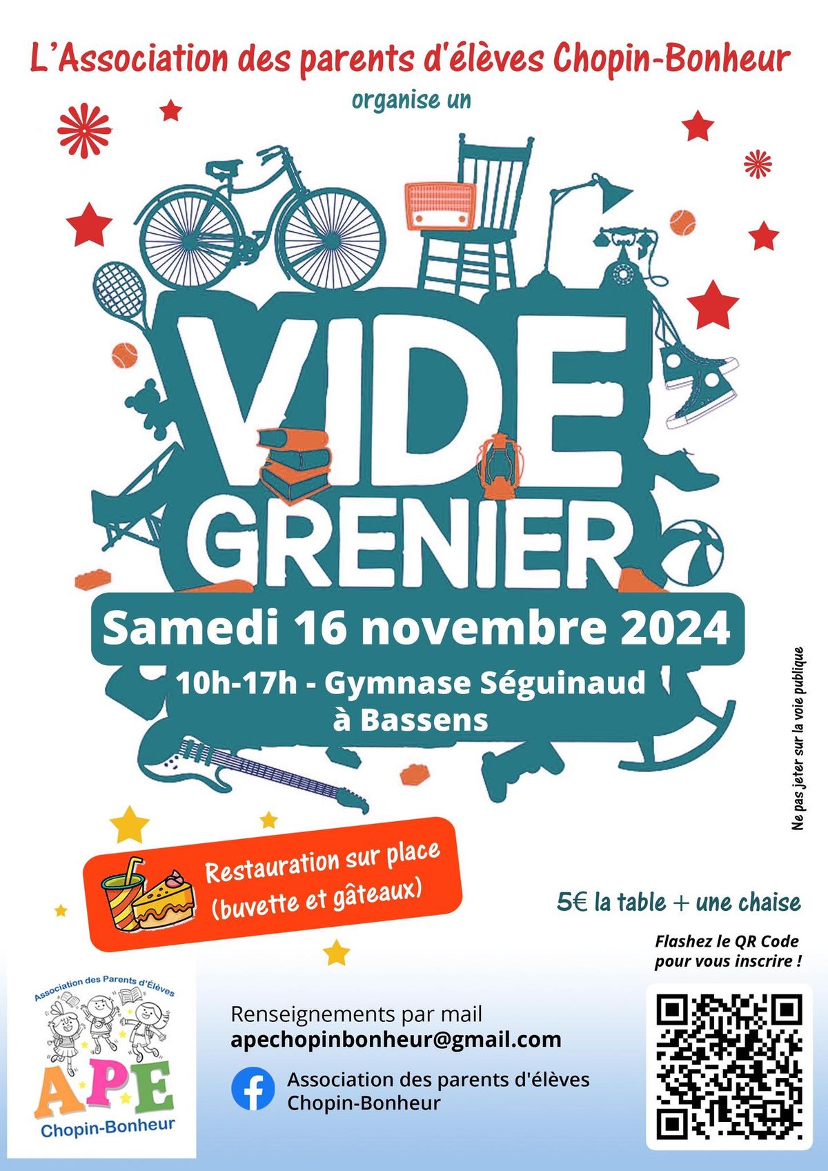 Vide grenier association des parents d\u2019\u00e9l\u00e8ves rosa bonheur Fr\u00e9d\u00e9ric Chopin 