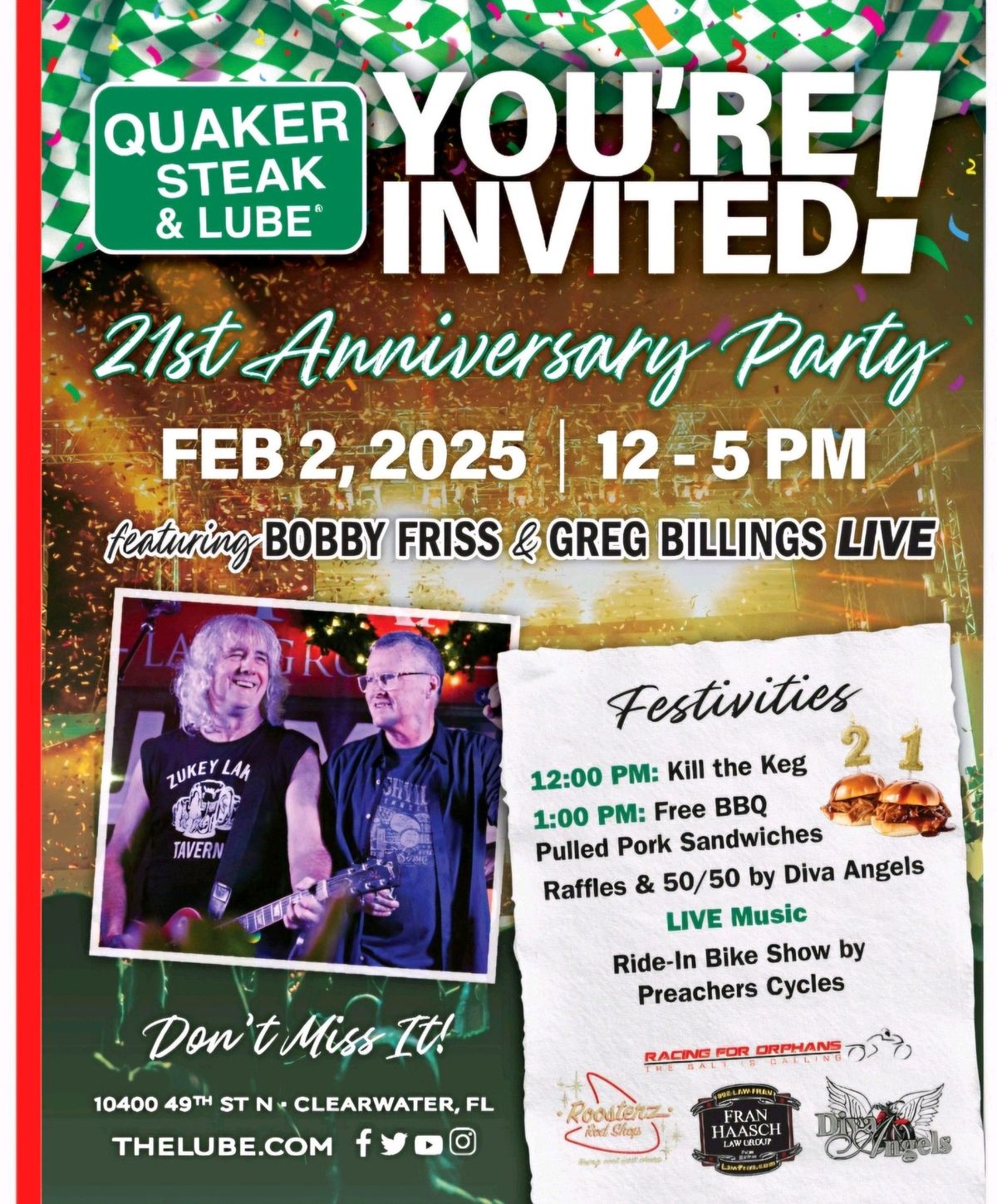 Quaker Steak and Lube's 21st Anniversary Party featuring Bobby Friss and Greg Billings! 