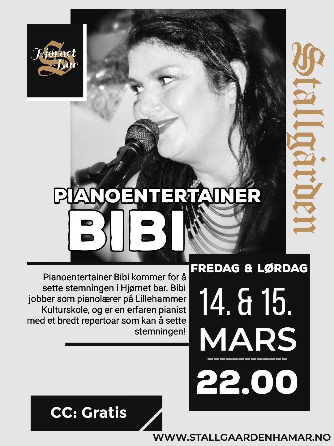 Pianoentertainer Bibi p\u00e5 Stallg\u00e5rden Hamar