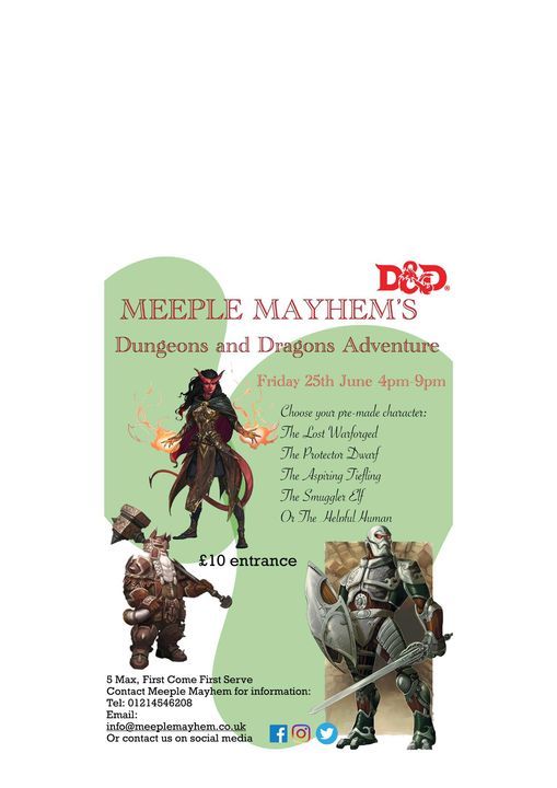 Meeple Mayhem Dungeons and Dragons night