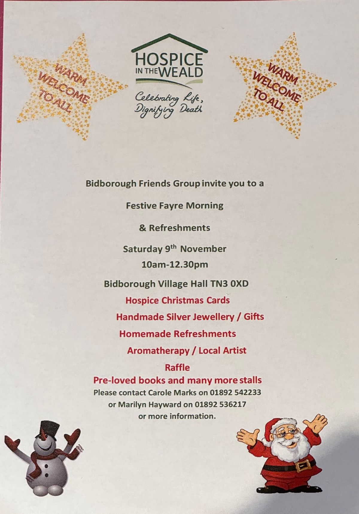 Christmas Fayre in aid of Hospice in the Weald