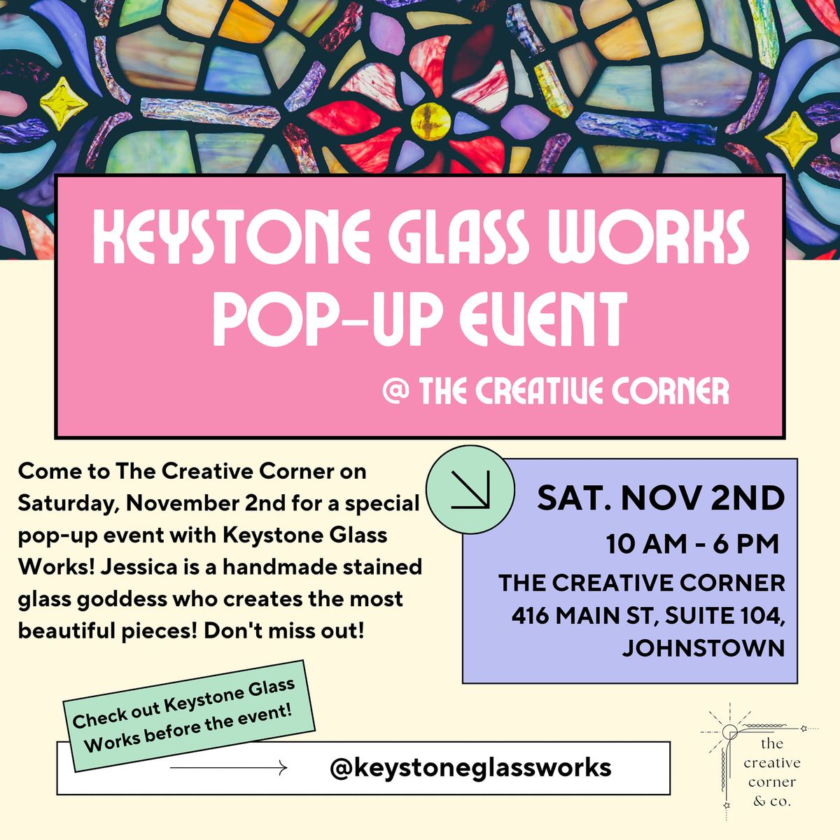 Keystone Glass Works Pop-up Event at The Creative Corner