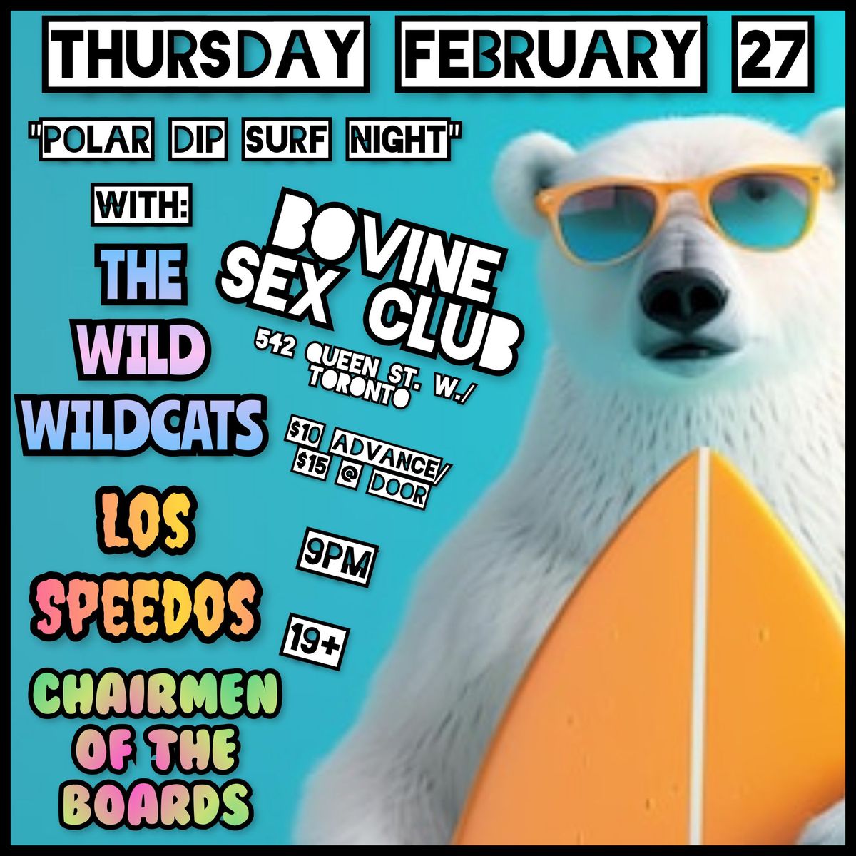 "Polar Dip Surf Night" with The Wild Wildcats, Los Speedos & Chairmen of the Boards