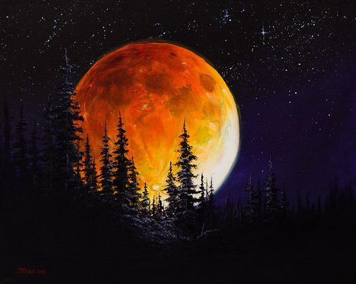 Bob Ross Oil Painting Class: Blood Moon