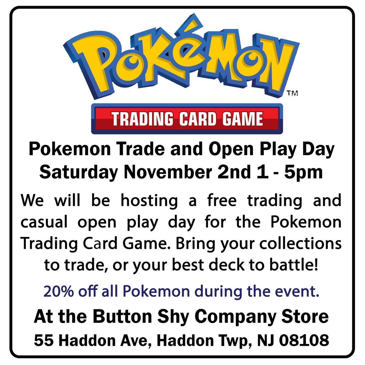 Pokemon Trade and Open Play Day