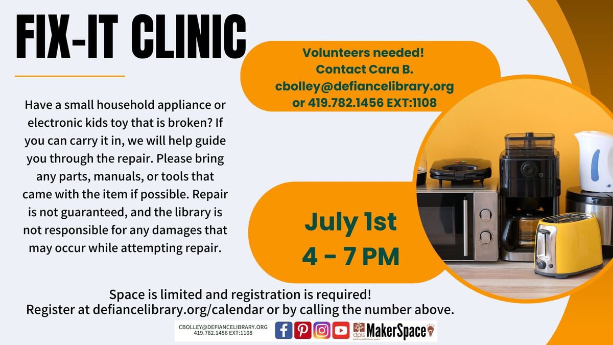Fix-it Clinic *Registration required*