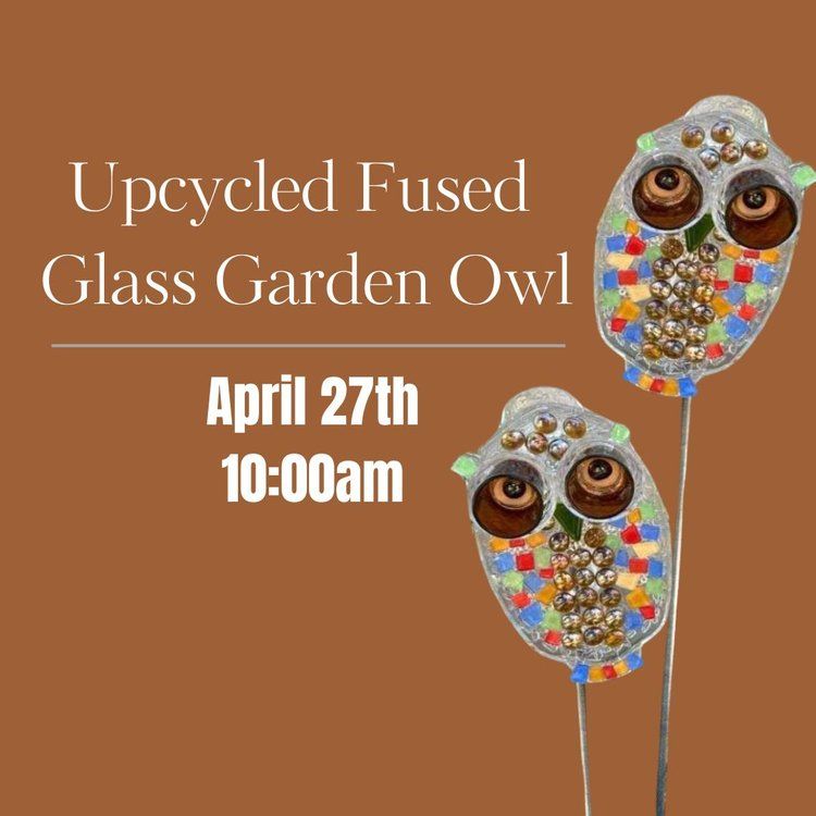 Upcycled Fused Glass Garden Owl