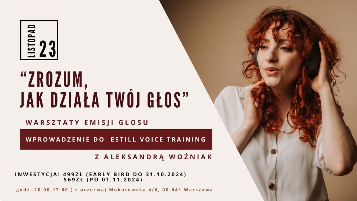 Estill Voice Training - warsztaty emisji g\u0142osu wprowadzaj\u0105ce do modelu Estill | Warszawa