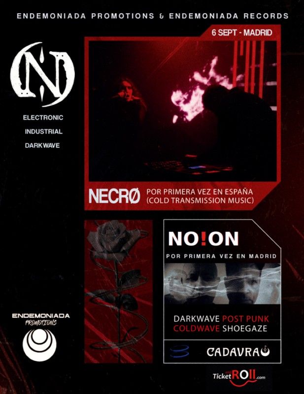 NECR\u00d8 (PT) + NO!ON (PT) \/\/ MADRID \/\/ 6 SEPT \/\/ CADAVRA CLUB - DARK ELECTRONICS NIGHT in City Center
