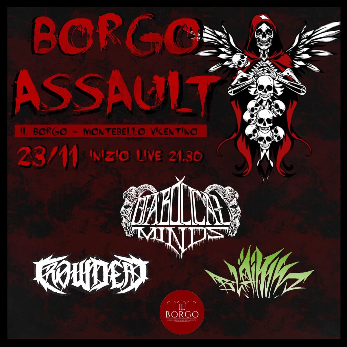 BORGO ASSAULT DIABOLICAL MINDS\/ CROWDEAD \/ B-L\u00c4IMM