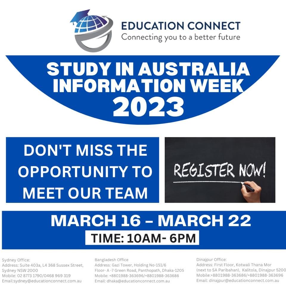 Study in Australia information week 2023, Education Connect Dhaka, 16 ...