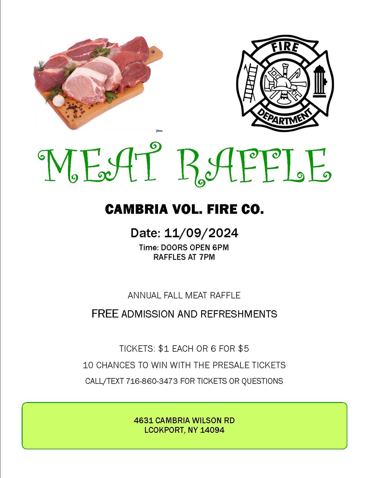 ANNUAL FALL MEAT RAFFLE