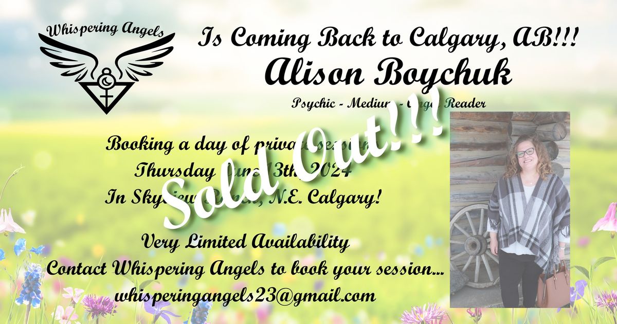Calgary, AB - 1-on-1 Private Sessions with Psychic - Medium - Angel Reader - Alison Boychuk