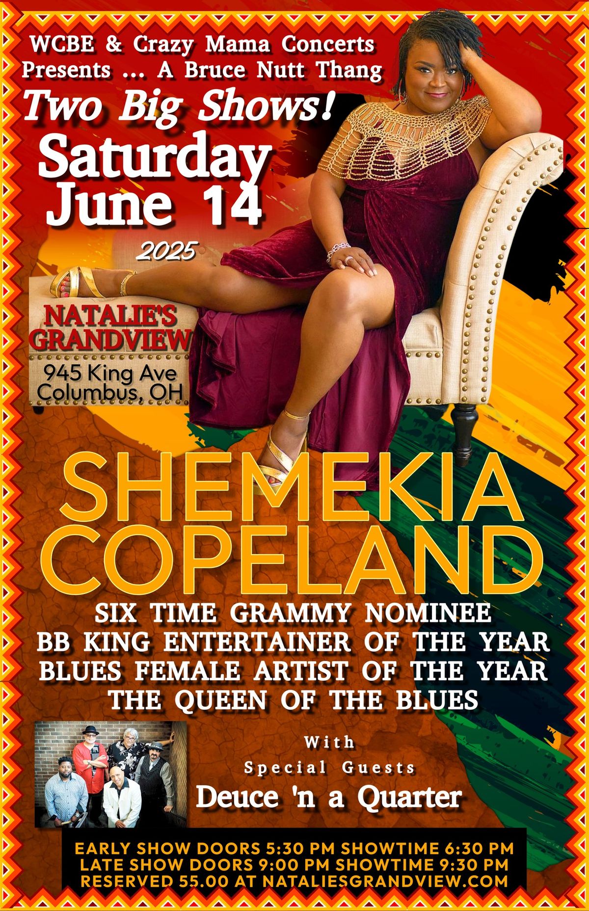 wcbe and crazy mamas concerts presents Shemekia Copeland and Deuce and a Quarter