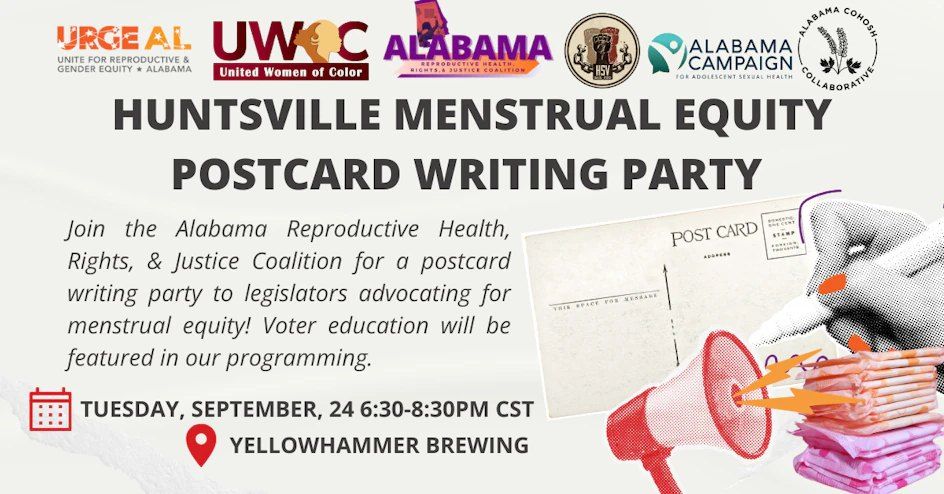 HSV Menstrual Equity Postcard Writing Party