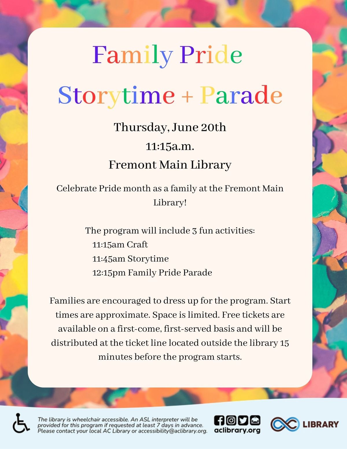 Family Pride Storytime + Parade @ Fremont Main Library