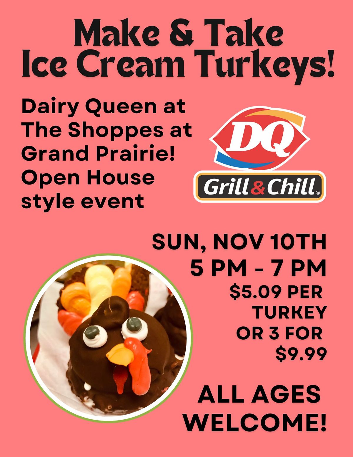 Make & Take Turkeys at Grand Prairie DQ!