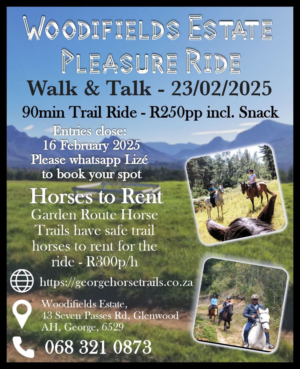 \u00b190min Walk & Talk Trail Ride- R250pp