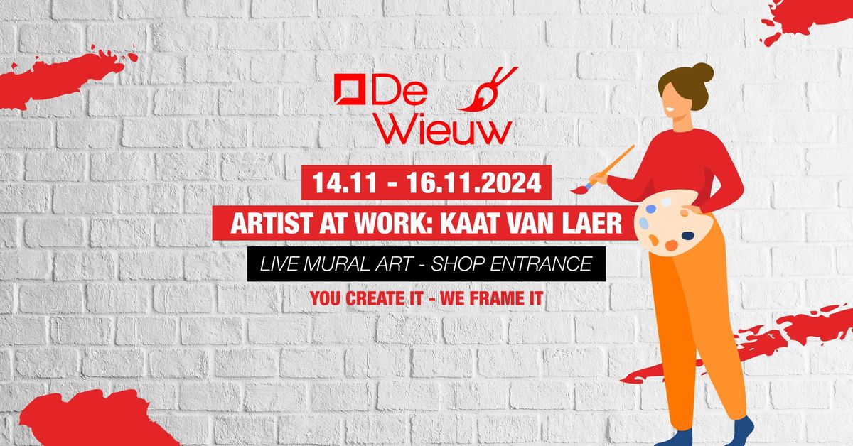 Artist live at work - Mural by Kaat Van Laer