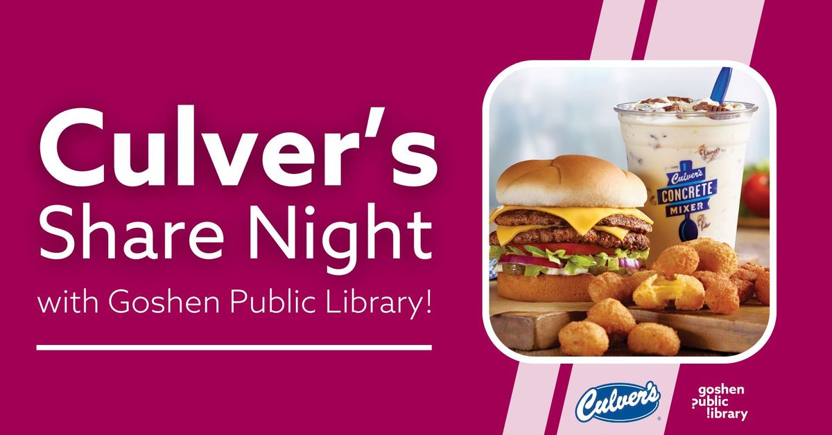 Culver's Share Night for Goshen Public Library