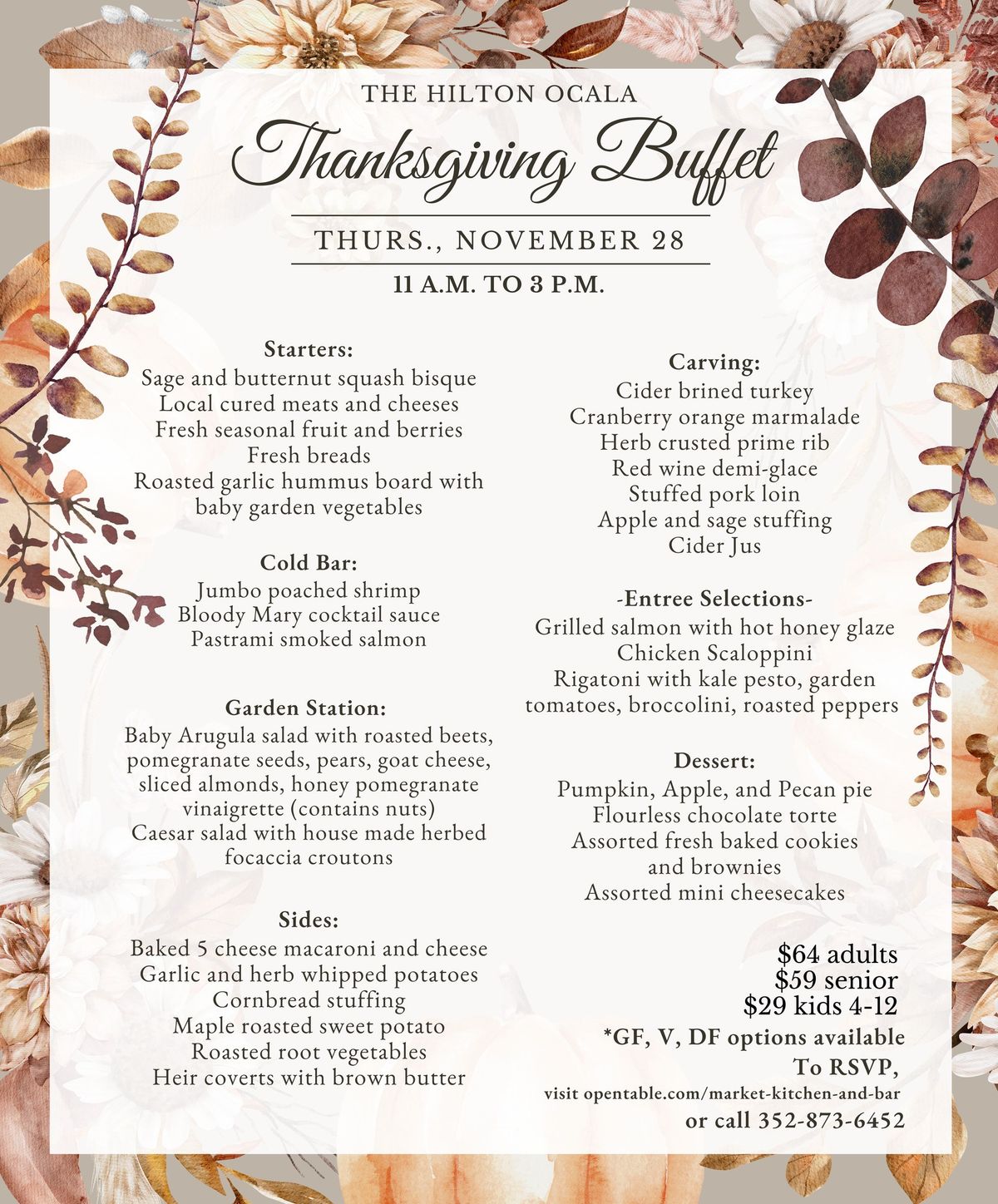 Hilton Ocala Thanksgiving Buffet 2024