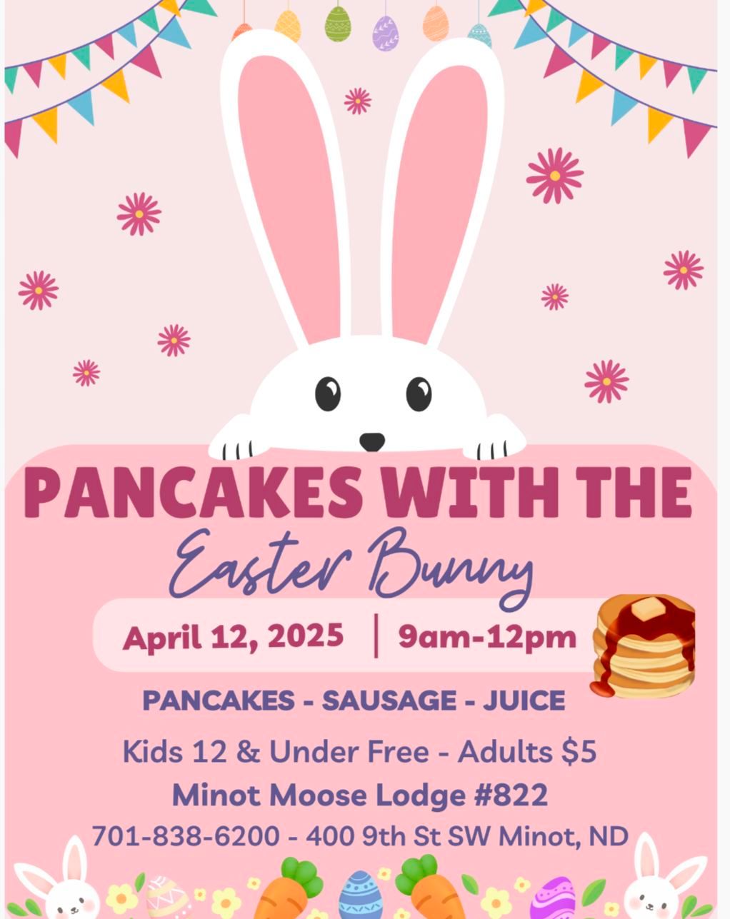 Pancakes with Easter Bunny at The Minot Moose Lodge 