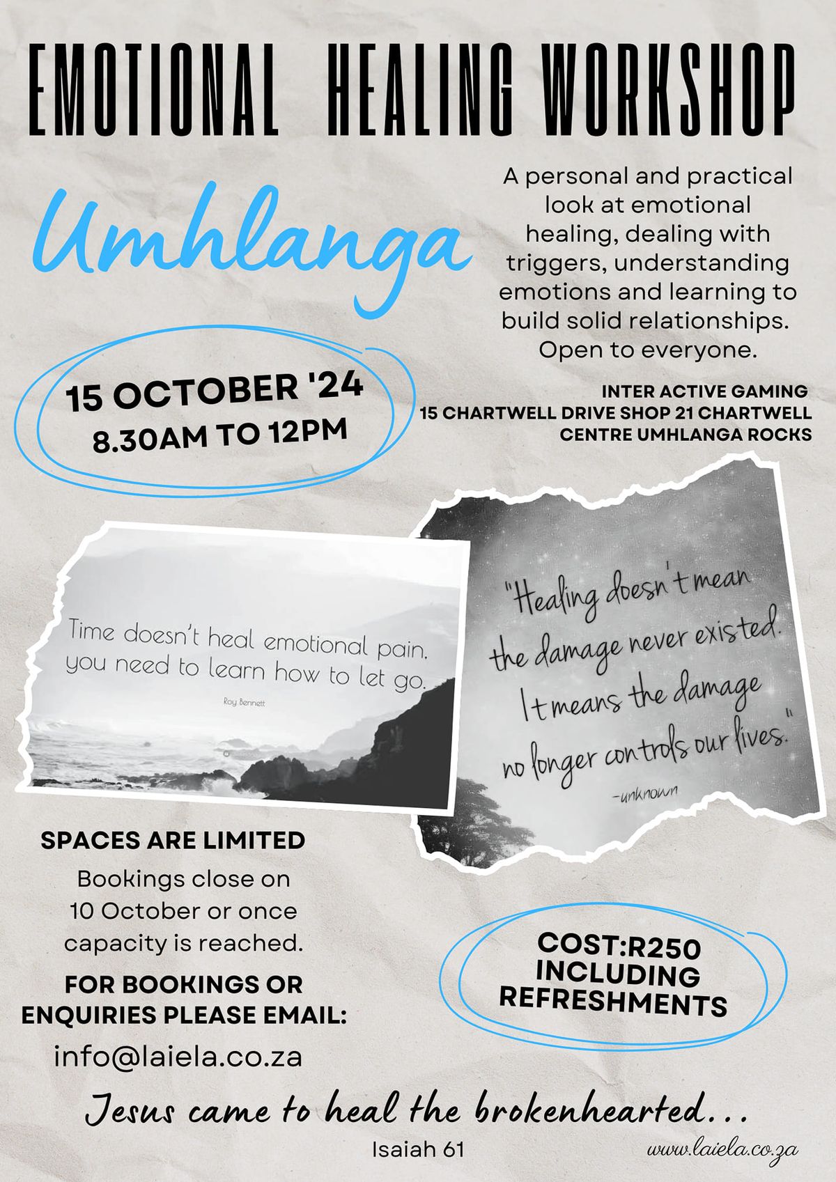 Emotional Healing Workshop Umhlanga 