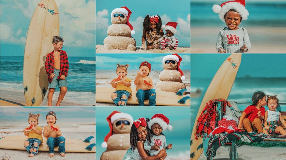 Surf\u2019s Up Santa | Christmas Mini Beach Photoshoots | Houston, TX