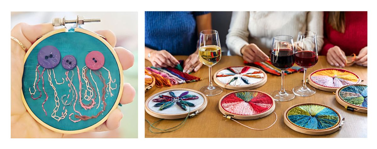 2-Hour Wine Down Wednesday Workshop: Not Your Mother's Embroidery Sampler! with Kerri On