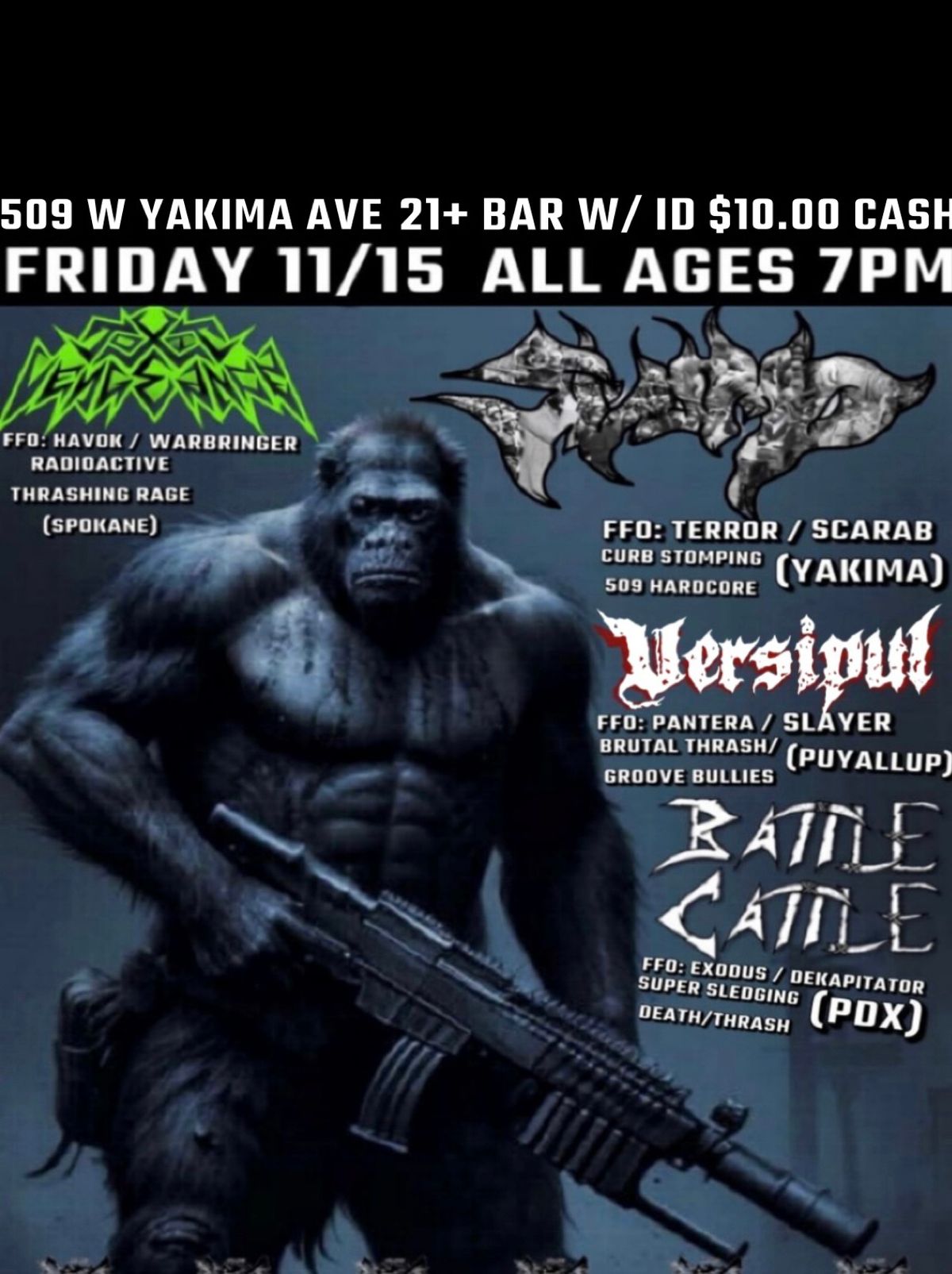 The Chainsaw Cat Presents:  Toxic Vengeance, Versipul, Battle Cattle and Slump